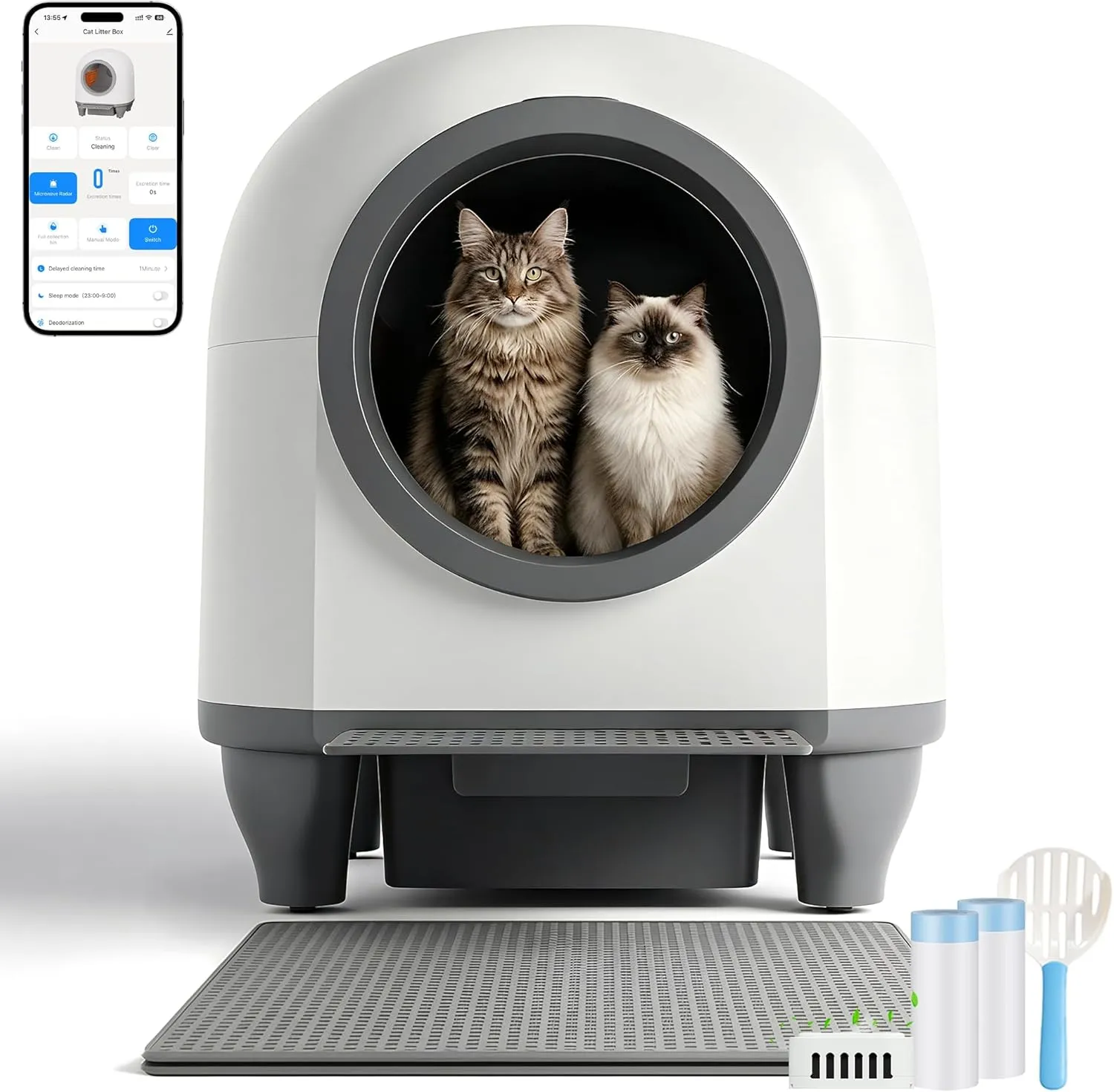 Devoko 90L selbstreinigende Katzentoilette in Produktansicht
