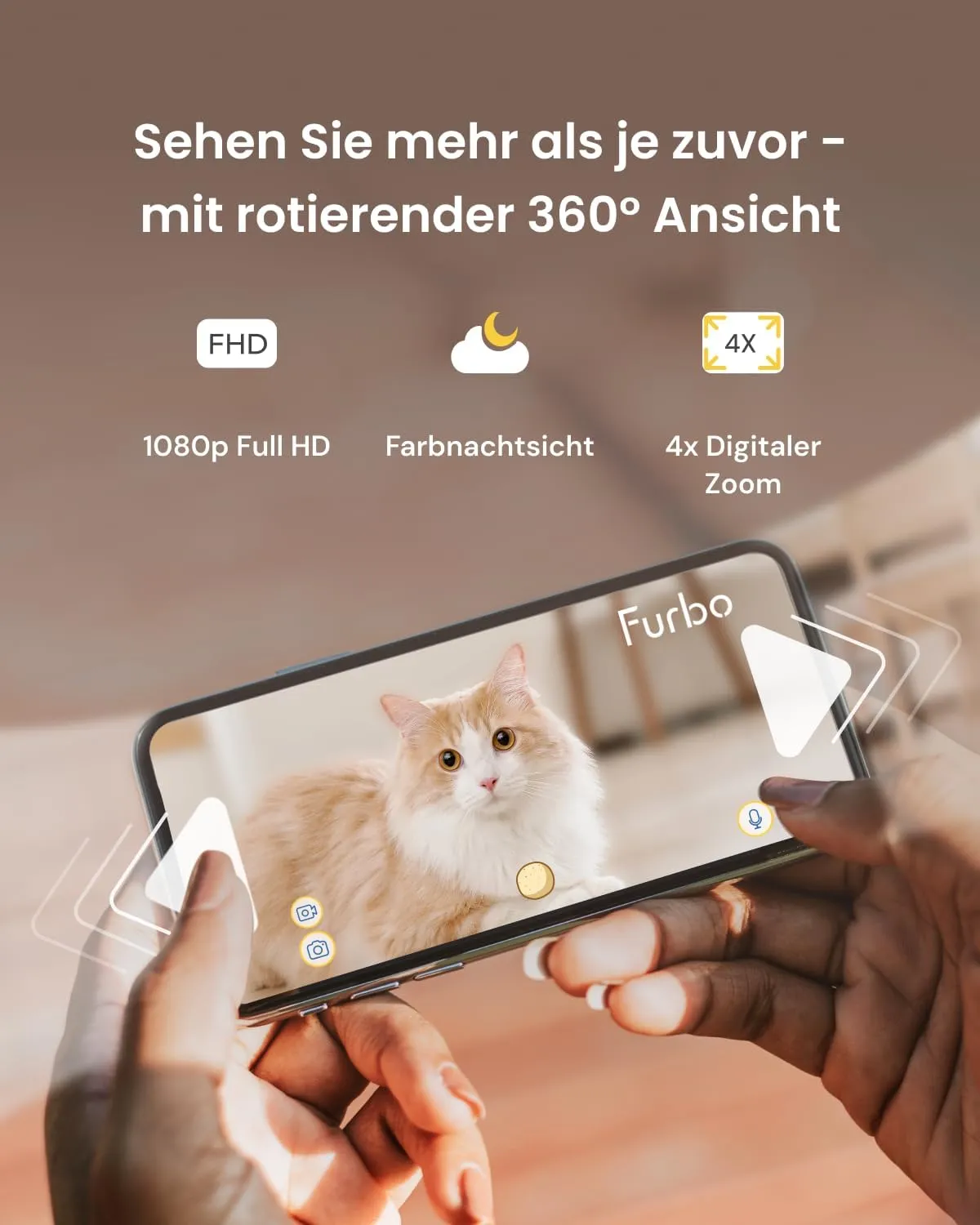 Geplanter Bildslot: Furbo 360° Katzenkamera mit klar erkennbarem Kamerakopf; aktuell Platzhalter