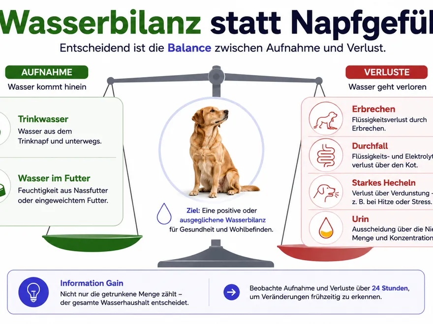 Hund trinkt aufmerksam aus einem Wassernapf