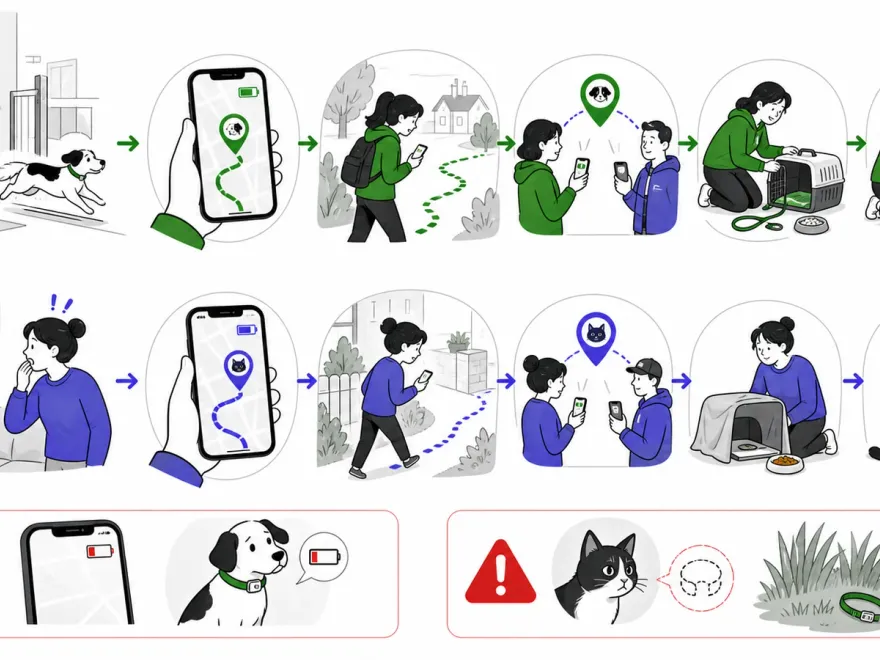 Ruhige Suche nach einer entlaufenen Katze mit GPS-App und Transportbox